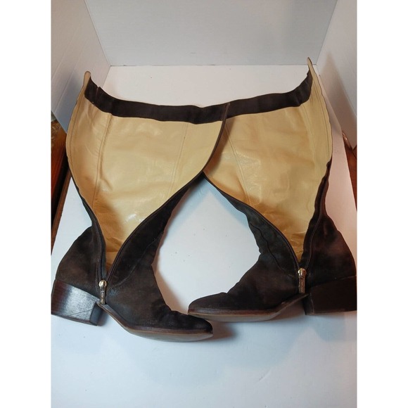 JIMMY CHOO Roughout Suede Knee High Brown Leather Riding Boots Size 6 US 36.5 EU - Picture 16 of 16